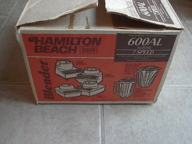 Vintage Hamilton Beach Scovill Model 600AL Almond 7-Speed Blender w/original box