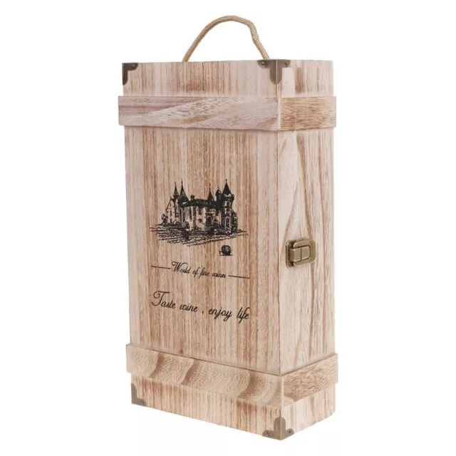Vintage Wood 2 Wine Bottle Box for Crate for Case Storage Carrying D