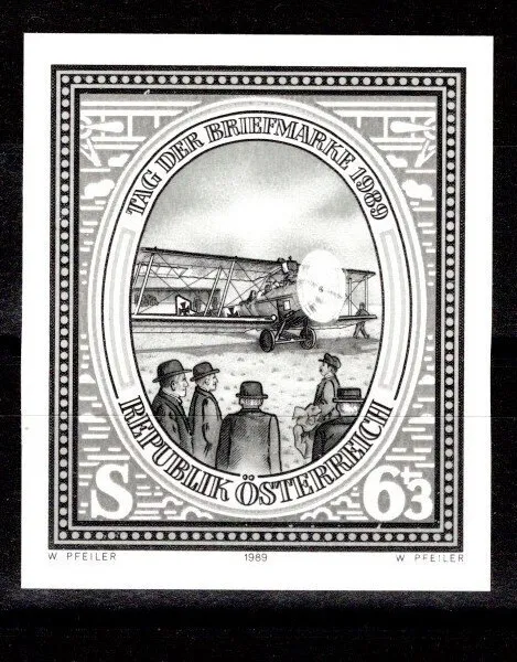Österreich 1989: Tag der Briefmarke (ANK 1973) ungez. Schwarzdruck postfrisch