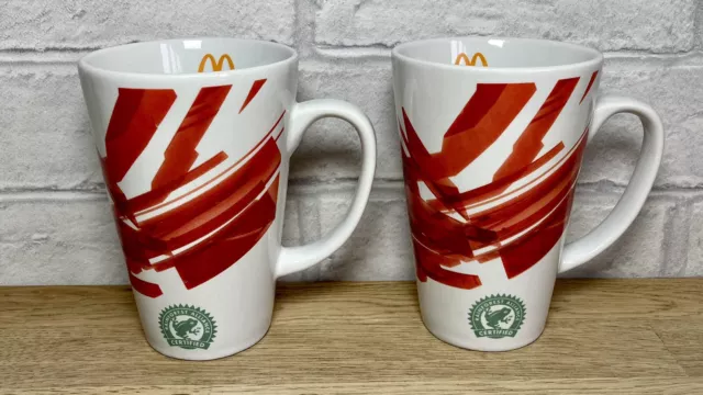 McDonald's Kenco Coffee Collectable Mugs 2009 Red White Rainforest Alliance