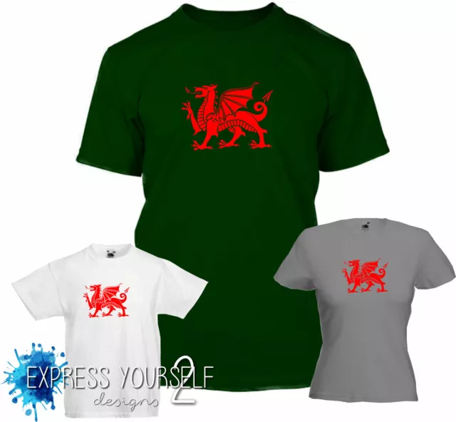 Welsh Dragon T-Shirt  - Cymru, St Davids , Rugby , Euro Wales supporter