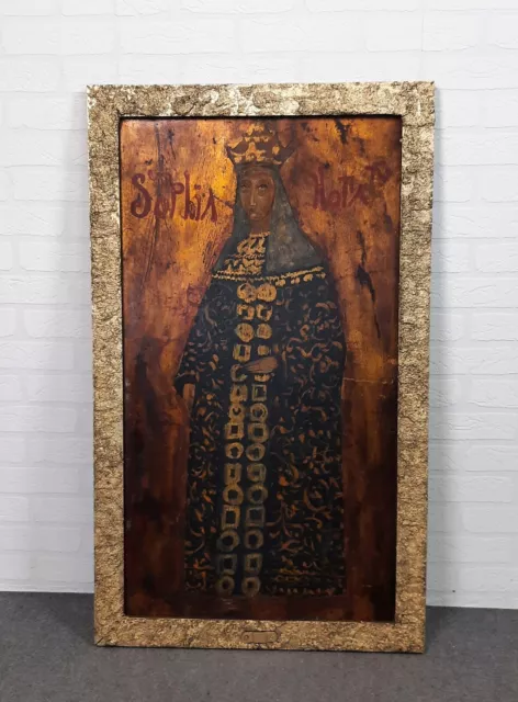 Icono Santa Sophia En Mesa Madera Imagen Aceite Pintado a Mano ‘ 800