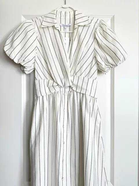 NWT Derek Lam 10 Crosby Maya Stripe Cotton Blend Maxi Dress in Ivory SIze 4