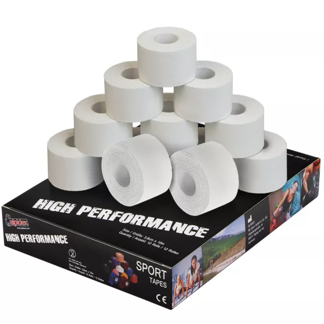 12 Rollen Sport Tape 3,8 cm x 10 m Sporttape weiß Tapeverband Fingertape