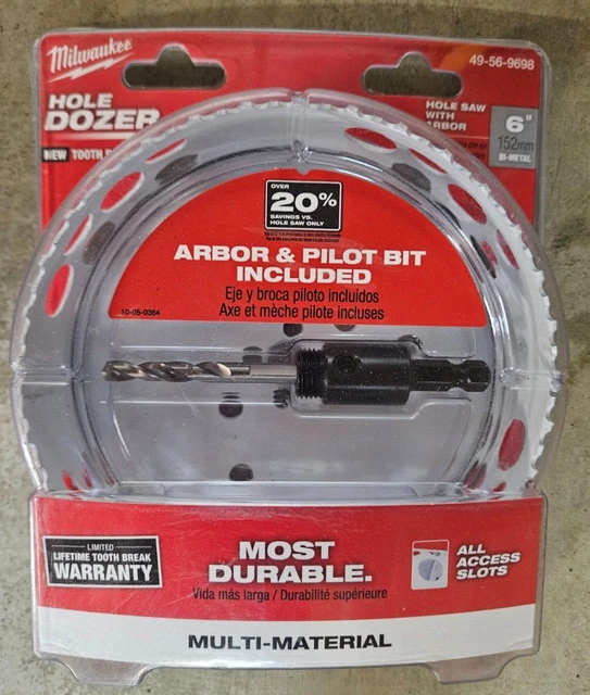 NEW Milwaukee 6" Hole Dozer Bi-Metal Hole Saw w/ Arbor Model# 49-56-9698