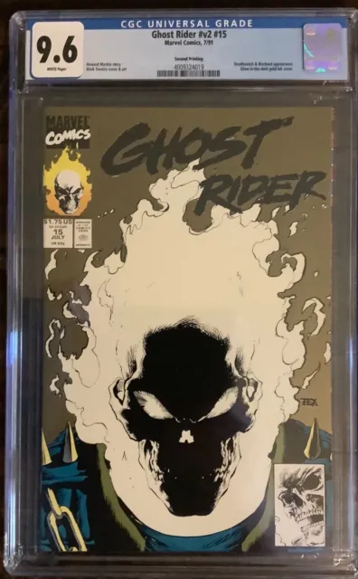 GHOST RIDER #15 2nd Print Gold Cover CGC 9.6 Glow in the Dark Marvel 1991