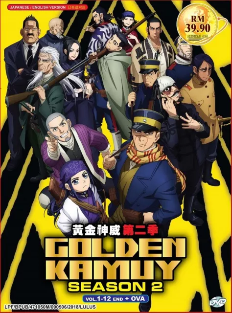 DVD Anime Golden Kamuy Season 2 Complete Series (1-12 End +OVA) English Dub