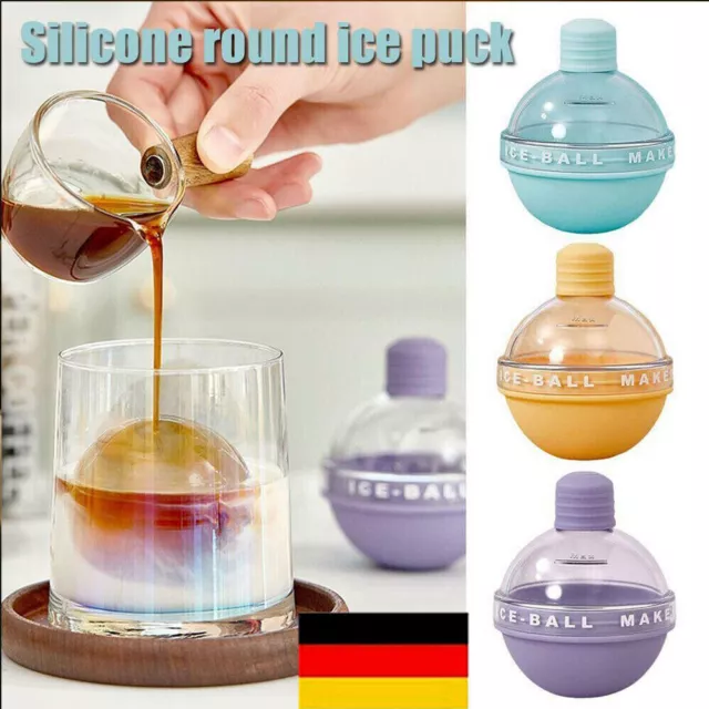 4X Silikon Ice Ball Maker Runde Eiswürfelschale Kugel Whiskey Cocktails DIY Form