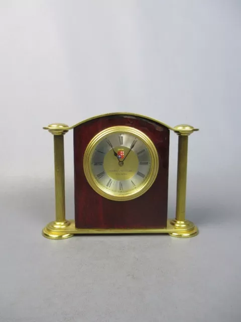 Vintage Reloj De Mesa Militar Marina Italiano en Madera Vidrio E Metal