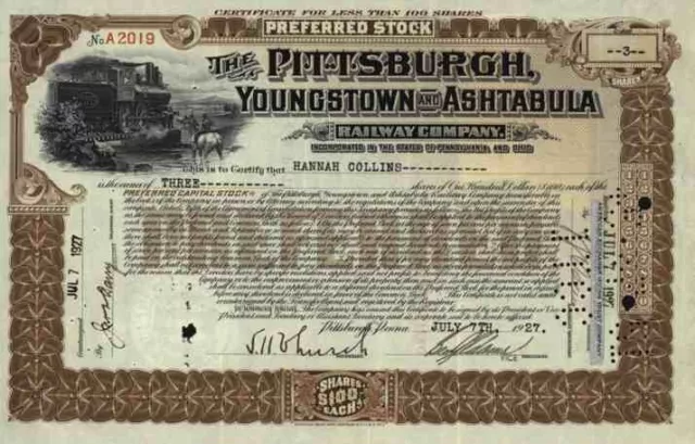 Pittsburgh Youngstown Ashtabula RR 1927  Pennsylvania New Castle Beaver Valley