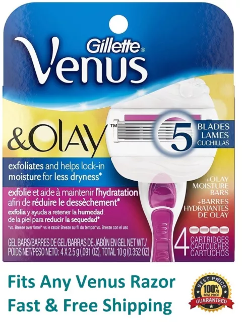 4 Gillette Venus & Olay Rasierklingen Patronen Minen Rasierer authentisch unverpackt