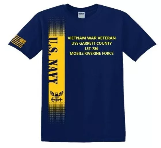 Uss Garrett County Lst-786 Vietnam Mrf*Vinyl&Silk Screen*Navy Licensed Shirt