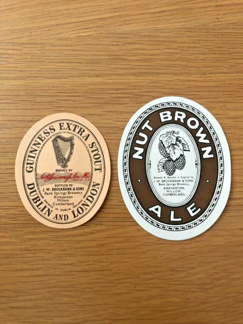 Guinness and Nut Brown Ale Labels. Bank Springs Brewery, Kirksanton