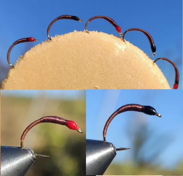 NEU 5er Hegene mit zweifarbigen Nymphen in Braun Renken Felchen Maränen Barsch