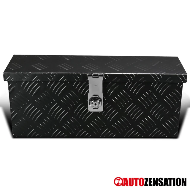 20" Heavy Duty Black Aluminum Tool Box Truck Storage Trailer Organizer+Lock+Keys
