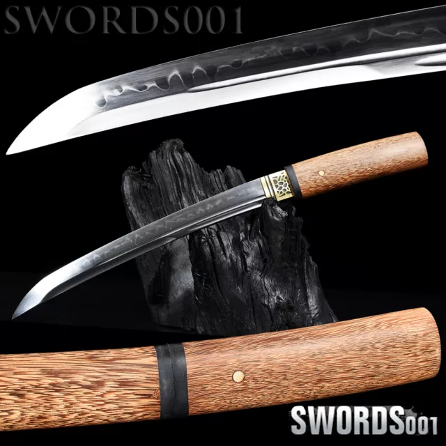 self defense Japanese Samurai Sword Tanto clay tempered T10 Steel rosewood saya