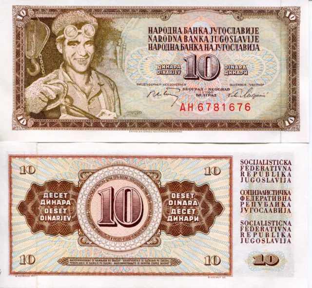 SFRJ UNC Yugoslavia 1968 10 Dinara Socialist Yugoslav Communist Banknote Heralić