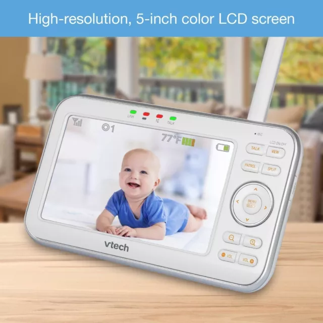 VTech 4 Camera Video Baby Monitor with 5" Screen and 1000 feet Range & Temp Sens 3