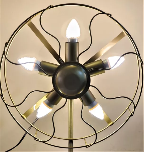 60'' Antique Tripod Fan 5 Light Floor Lamp Modern Looks Floor Tripod Bulb Stand