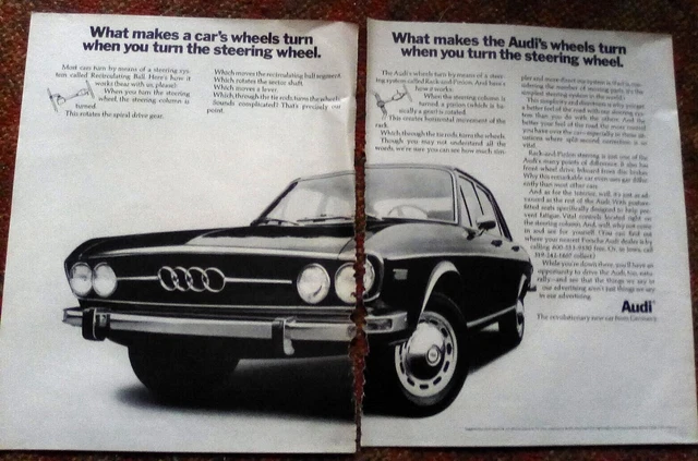 1971 Audi Steering Print ad 2 Page 10.5 x 13.25