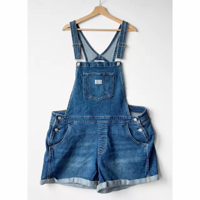 NEW Levis Womens Stretch Denim Short Overalls Jean Shortalls Plus Size 20W