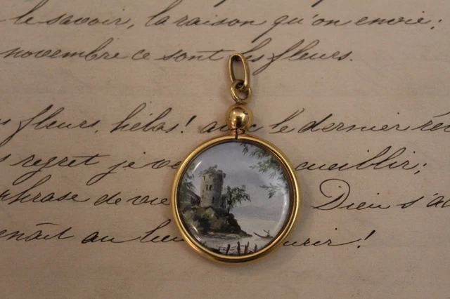 Pendentif Médaillon Vintage Bijou D'artiste En Bronze Ou Laiton émaillé - Signé WILLY