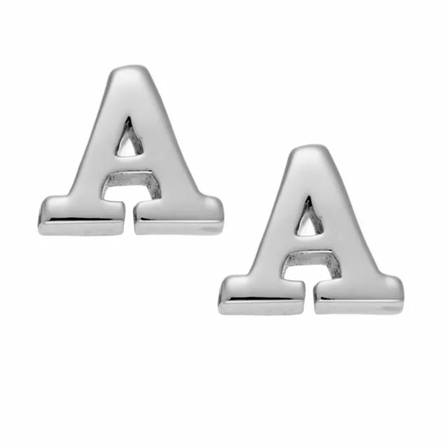 Sterling Silver Letter Initial 'A' Alphabet Stud Earrings