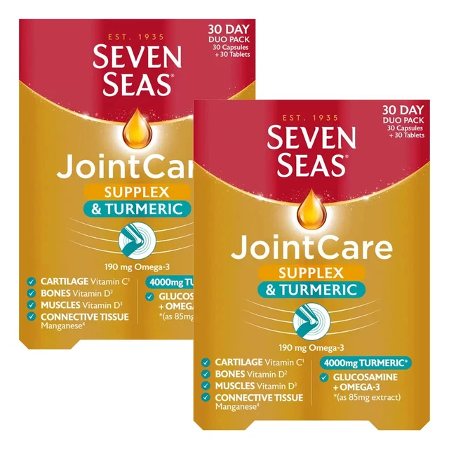 SEVEN SEAS JOINT Care Supplex and Turmeric with Glucosamine, Omega3 60