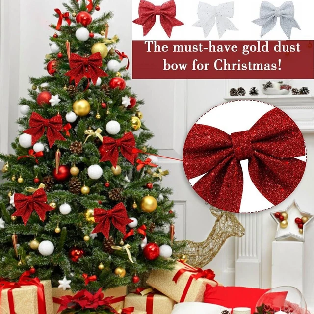 3Pcs Decoration Glitter Bowknot DIY Gift Christmas Tree Hanging Xmas Ornament