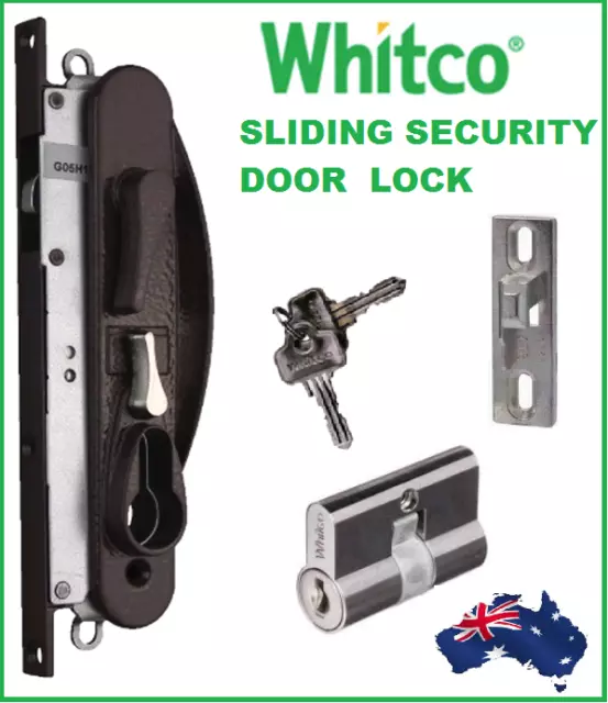 Whitco W865317 Sliding Security Screen Door Lock Leichhardt Black with Cylinder