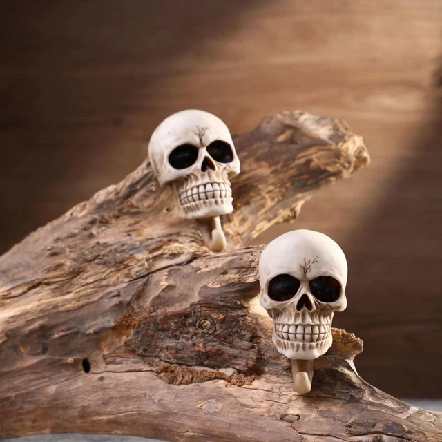 2pcs Antique Wall Mounted Coat Hooks Skull Classic Towel Hanger Resin Home Decor 2