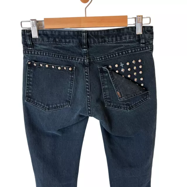 Obey Propaganda Debbie Fit Low Waist Skinny Studs Jeans Blackish Blue Size 28X34
