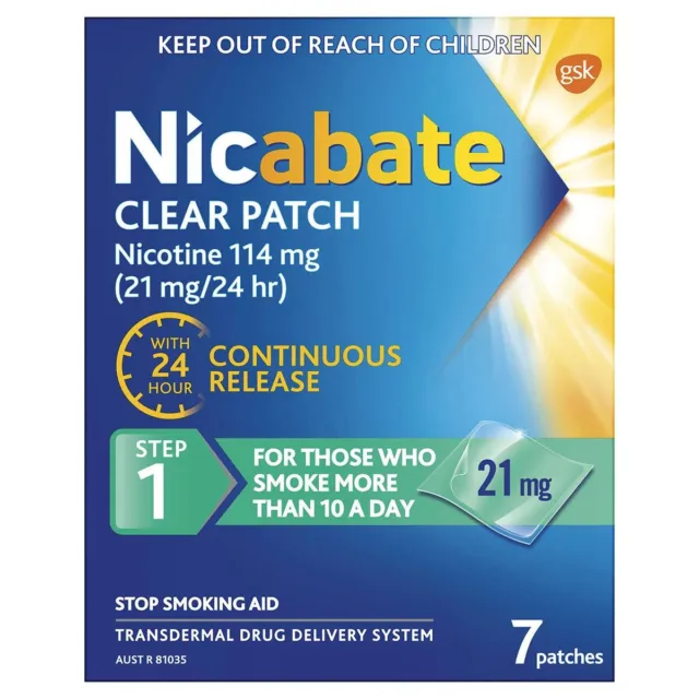 Nicabate Clear Patch Nicotine 21mg Step 1 | 7 Pack