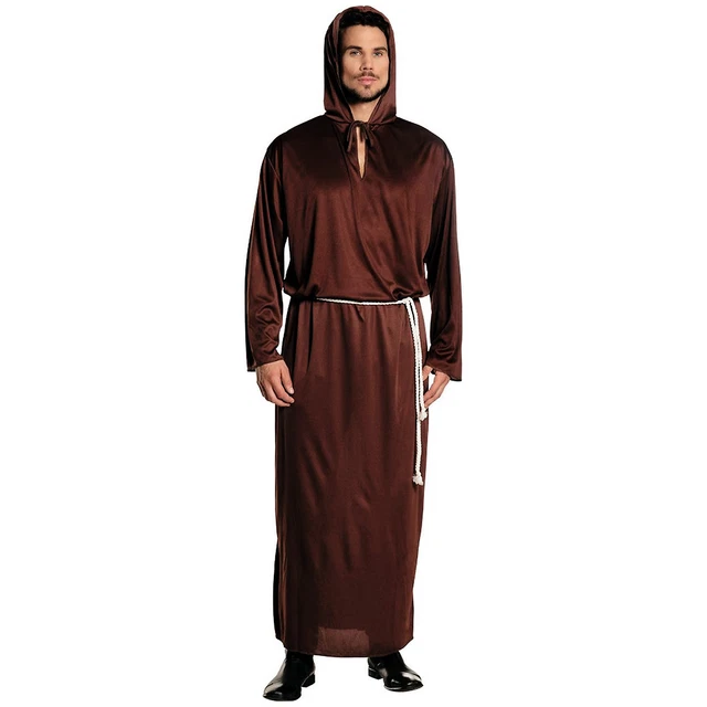 Mönch Herren Kostüm - Schwarze Mönchskutte Gr. S/M (46-50) | Perfekt Für Karneval, Halloween & Mottopartys