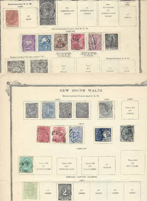 1886-1897 New South Wales Stamp Lot On Partial Album Pages