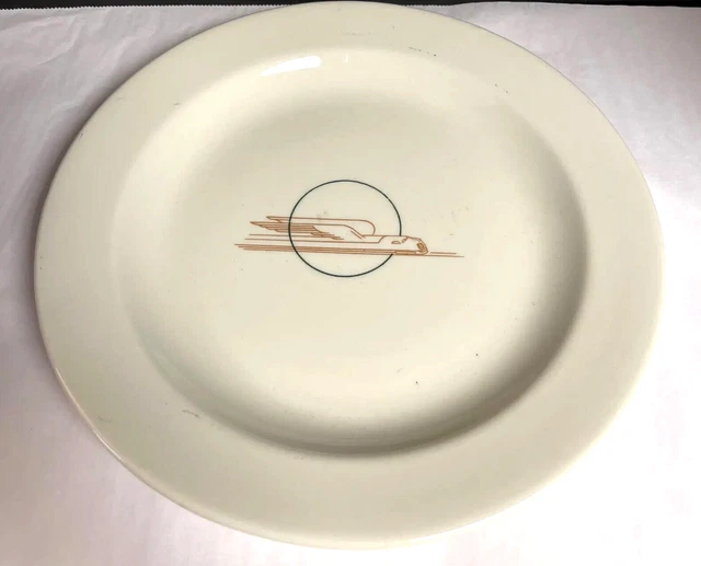 Union Pacific Railroad Winged Streamliner Dining Car 10 1/2” Plate Trenton China
