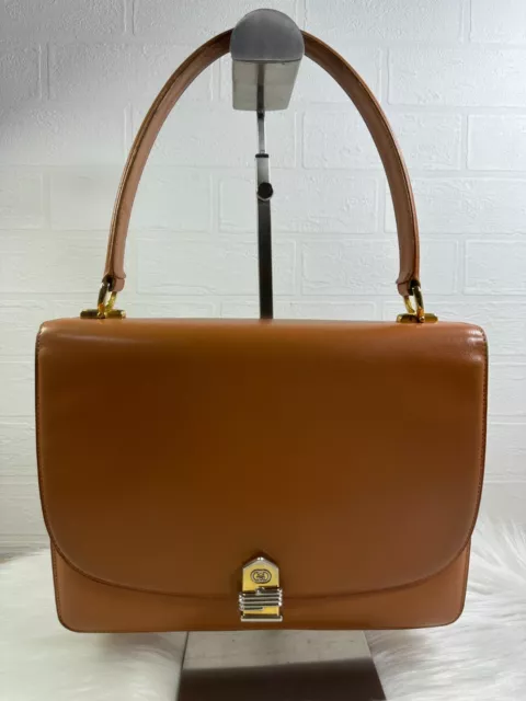 Gucci Old Vintage Hand Bag Leather Brown Authen