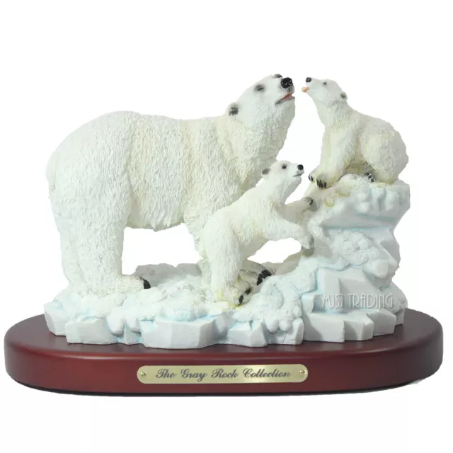 NEW The Gray Rock Collection Polar Bear+Cubs Wildlife Collectible Resin Figurine