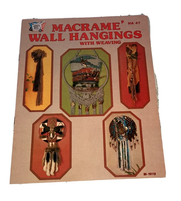 Libro de patrones de tejido y colgantes de pared Macrame 1976 hágalo usted mismo Boho hippie