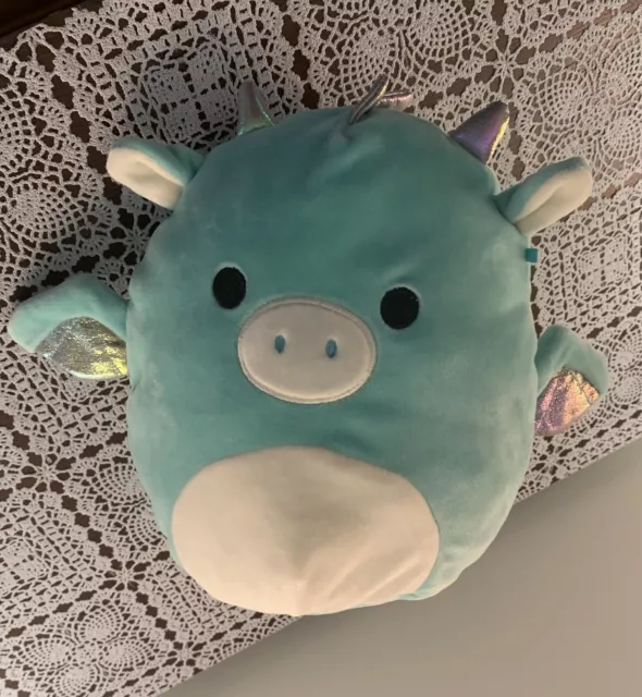 SQUISHMALLOWS 2019 MILES the Dragon Stuffed Plush Toy Aqua Green Silver  Horns $11.99 - PicClick