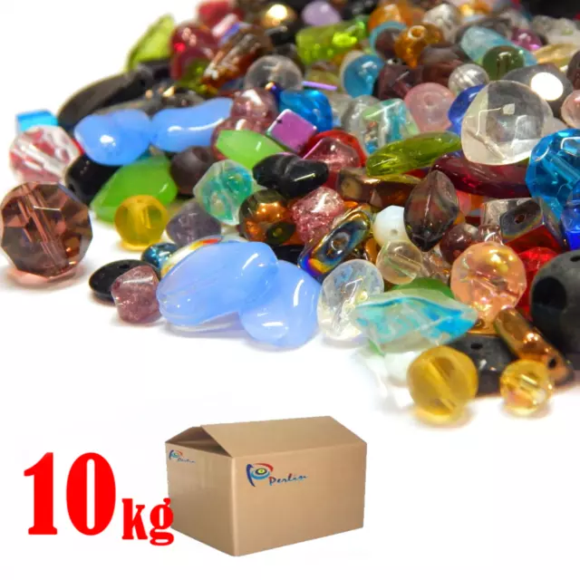 10 kg Großhandel Gemischte Kristall Glas Perlen Schmuck Basteln Konvolut V1#10kg