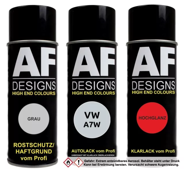 FÜR VW A7W Reflexsilber Metallic Autolack Klarlack Grundierung Spraydose Set