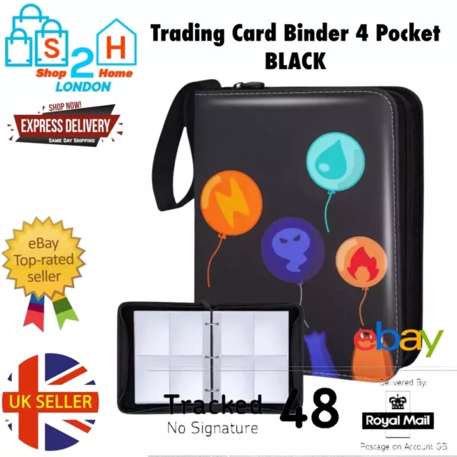 Trading Card Binder Album Portable Storage Case Holds 4 Pocket Pokemon Cards UK