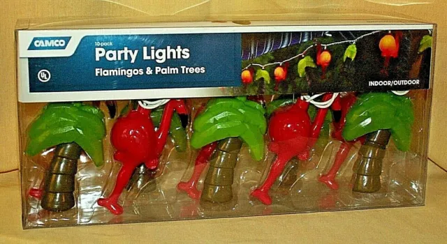 Flamingo Lights New Palm Trees Camco Party Tiki Patio 10 Pk 8 Ft Indoor Outdoor*