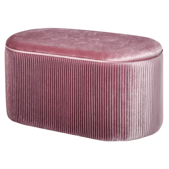 HOMCOM Pouf Contenitore in Velluto Rosa Imbottito per Camera da Letto e Ingresso