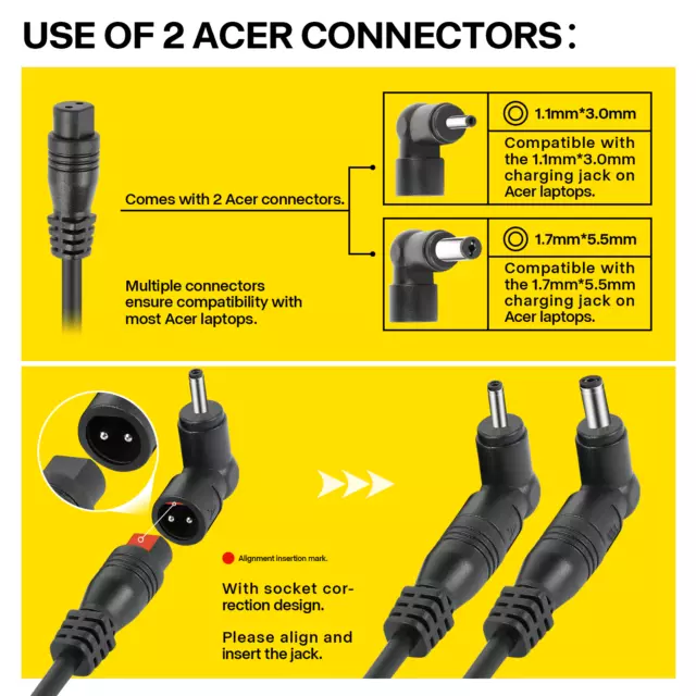 65W/45W AC Adapter Charger For Acer ADP-45FE F ADP-45HE D Laptop 19V 3.42A/2.37A 2