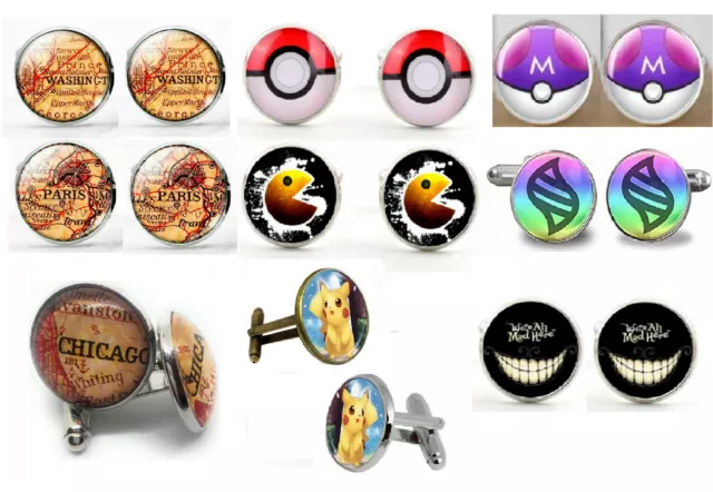 Pokemon Master Poke Ball Pac Man Paris Map Dress Shirt Cufflinks Free Gift Bag