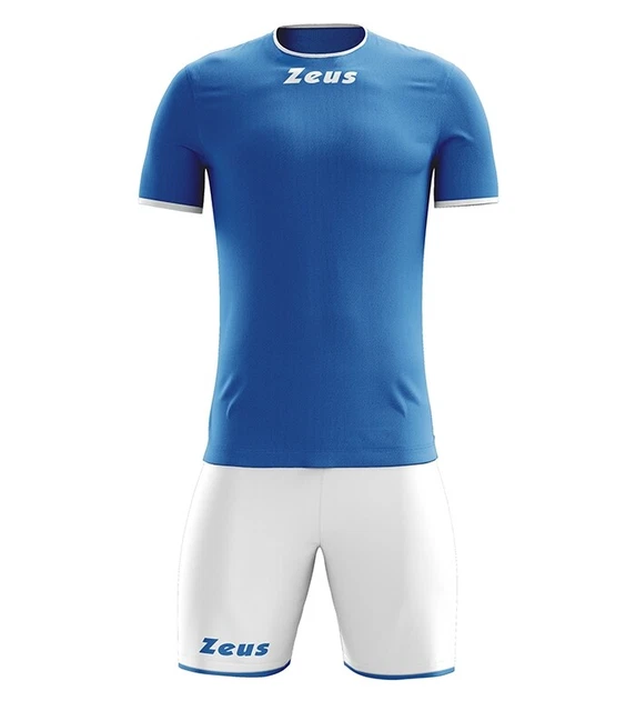Completo Uomo Donna Zeus Sport Maglia Pantalone Divisa Calcio Azzurro S M L XL