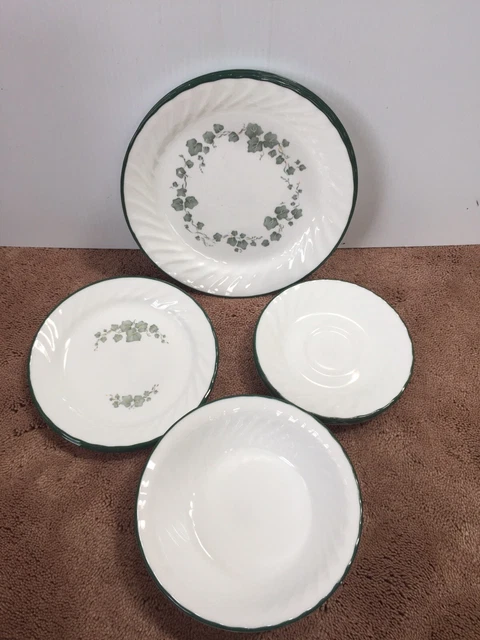 Corelle Callaway Ivy Swirl Dinner Salad Dessert Saucer Plates & Bowls Set Of 12