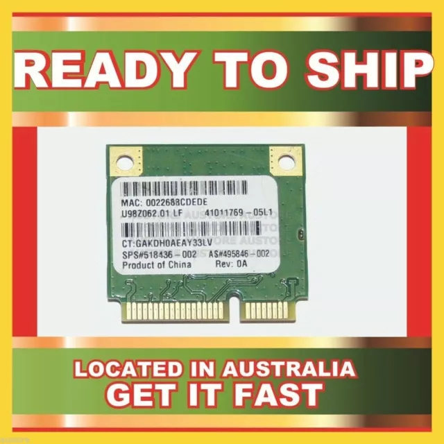 Genuine Ar5B95 518436-002 580101-002 Atheros 802.11 B/G/N Wlan Hf Minicard 2